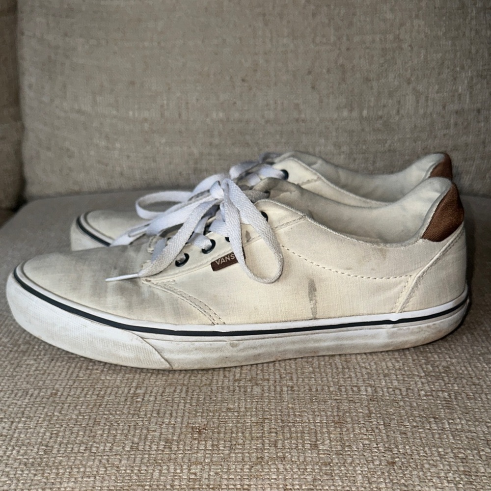 Used Vans Men's Off-White Canvas Sneakers